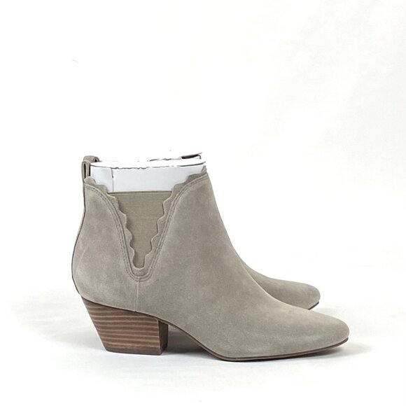 New Sole Society Candrah Cow Split Suede Leather Ankle Bootie , Mushroom 7 - Picture 2 of 10